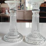 Pair of molded pressed glass candlesticks