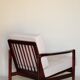 Wood armchair oryginal design by Z. Baczyk 7522 beige colour fabrics palisander wood