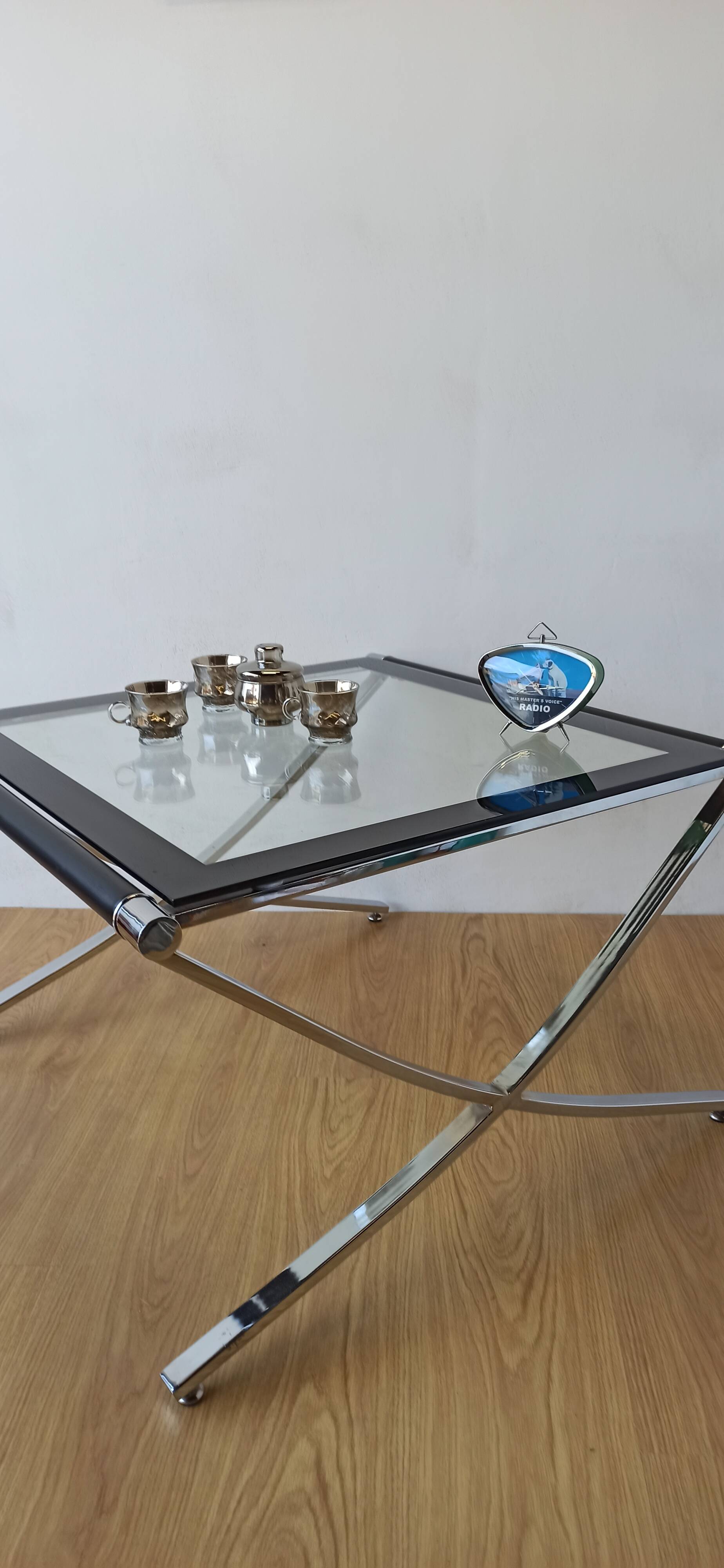 Chrome coffee table from the 1970s.