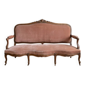 Ensemble canapé ancien - velours rose