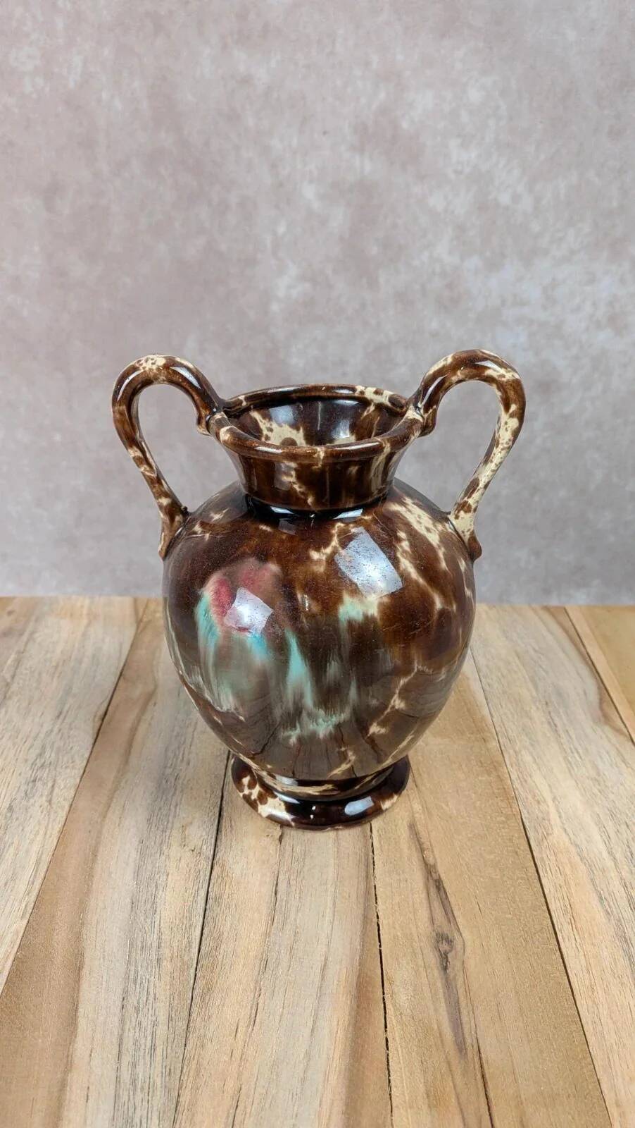 Small antique vase in glazed ceramic – handles –