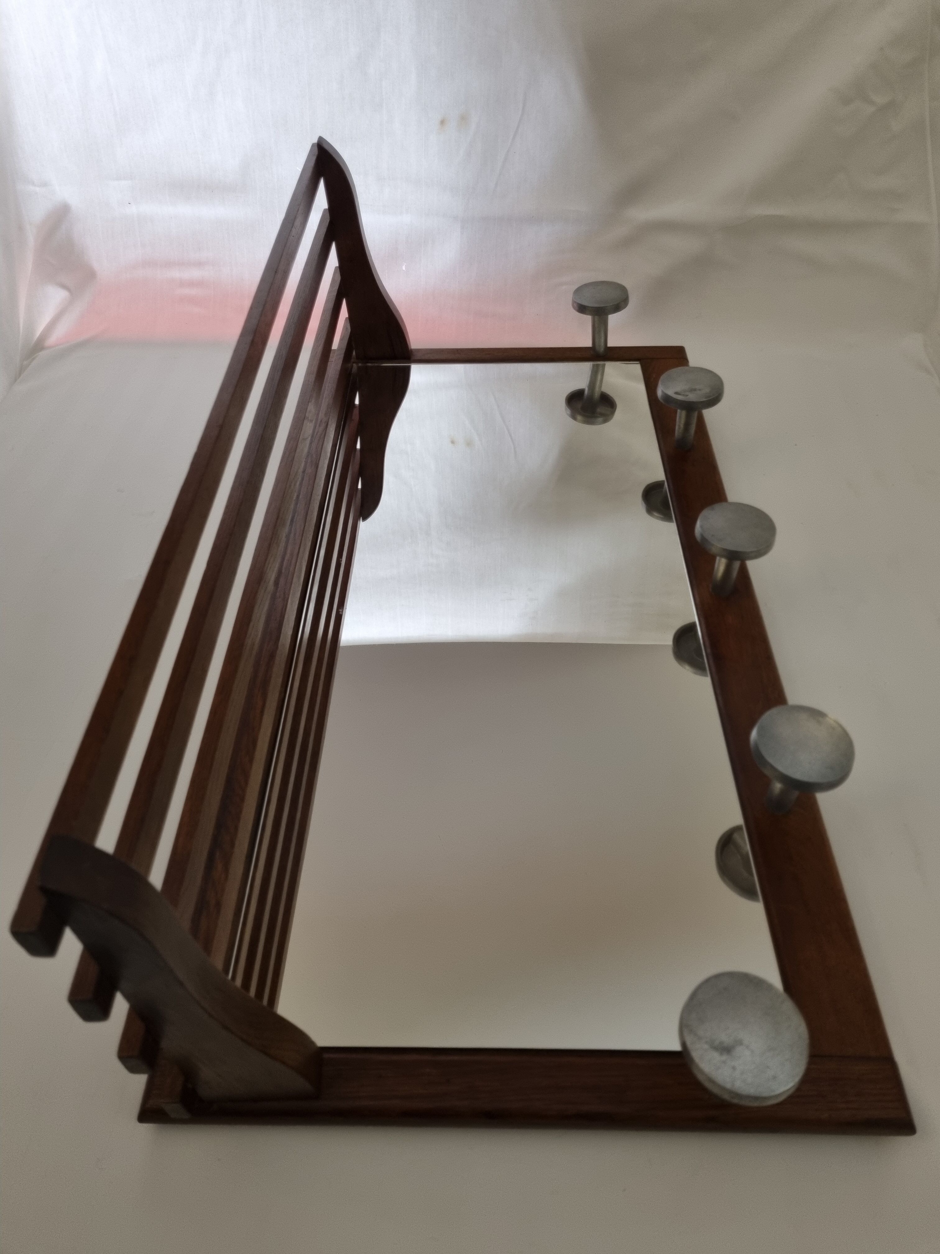 Portemanteau mural en aluminium et bois, 5 patères, de style art déco, 80 cm