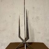 Brutalist candlestick in struck steel