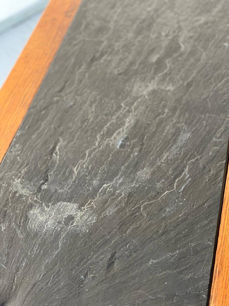 Vintage 1960s oak coffee table with slate top