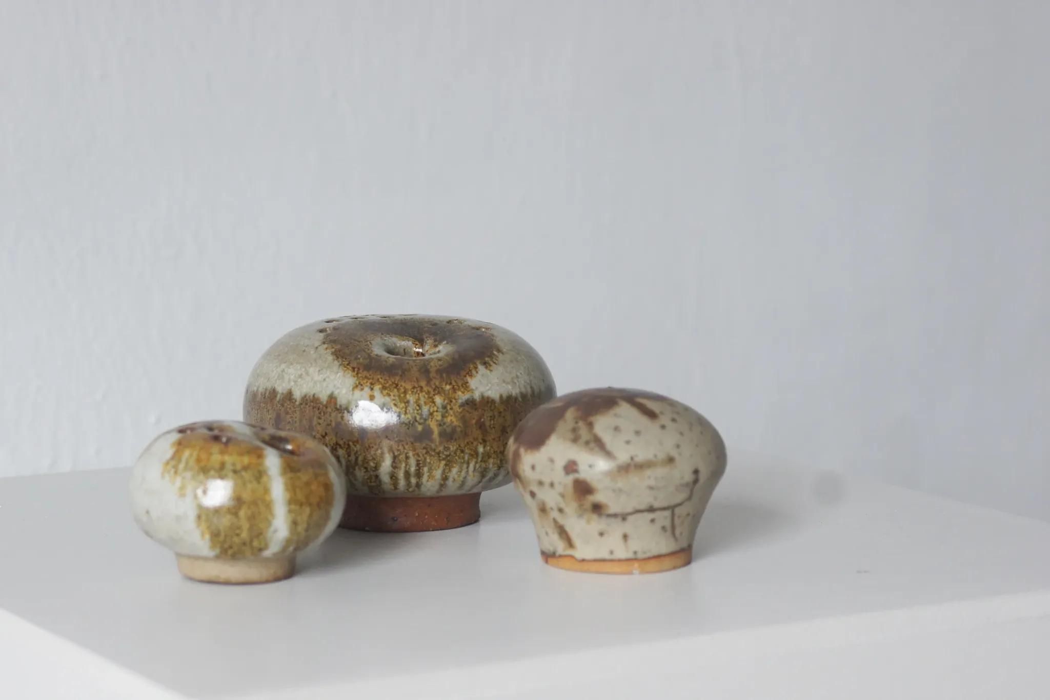 Vintage Danish Mushroom Studio Ceramics Vases by Erik Græser, 1960s, Set of