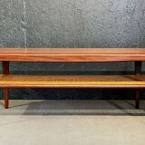 Teak Coffee table by with a rattan rack