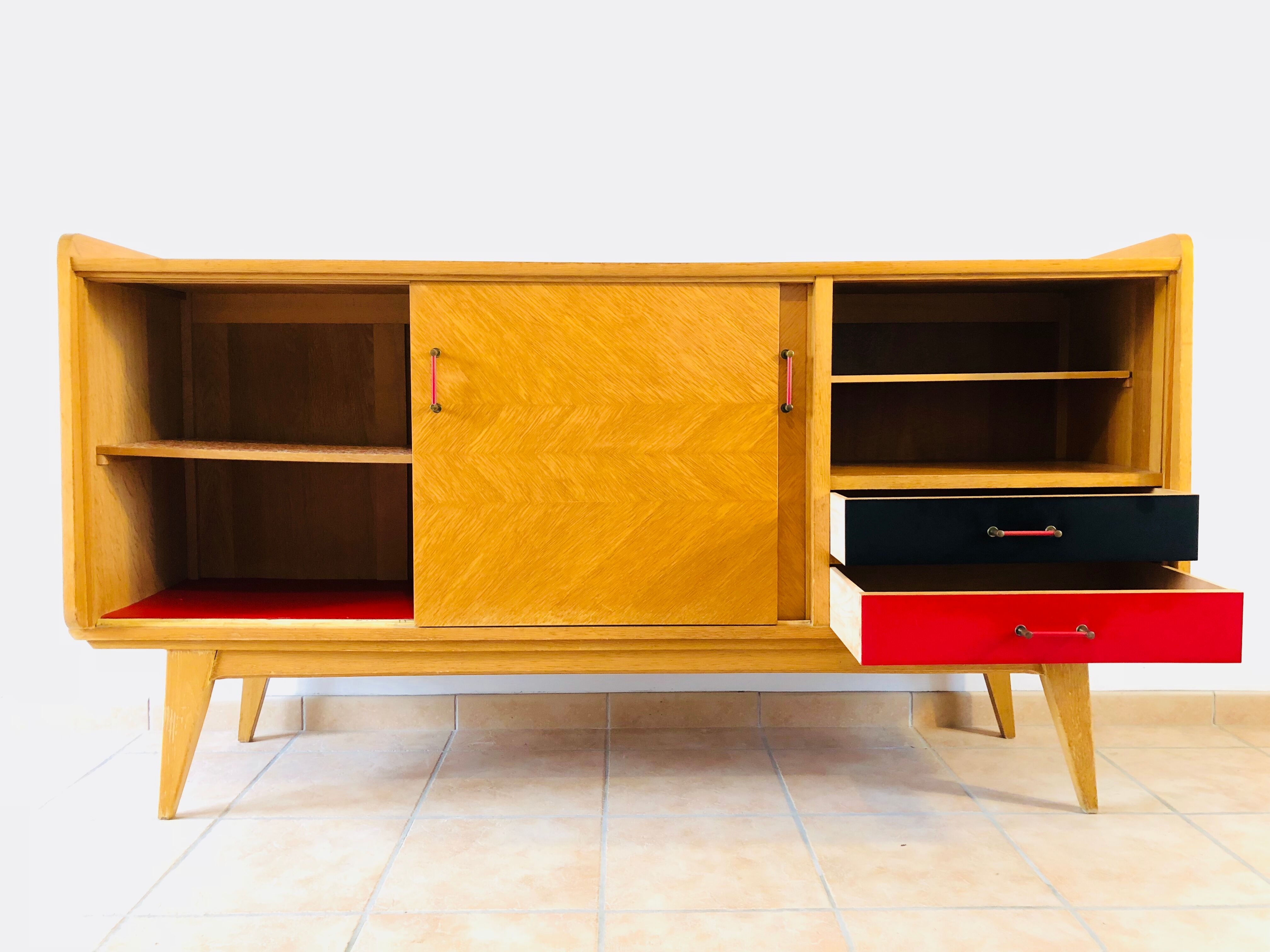 Sideboard oak feet compass 1960