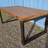 Industrial teak and metal table