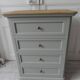 Chiffonnier style Louis Philippe, 4 tiroirs sublimé en vert de gris