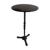 Antique bistro pedestal table in cast iron and veined black marble