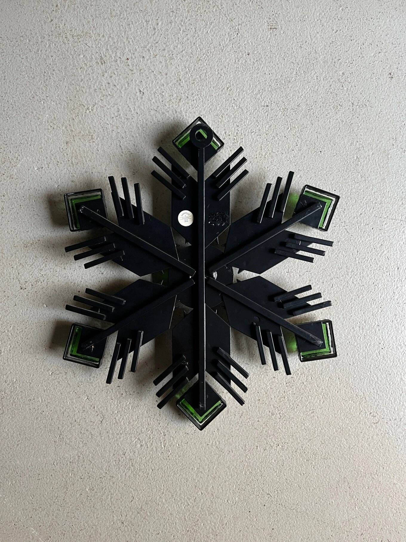 Dantoft black metal art glass wall decor | Denmark | 1960s