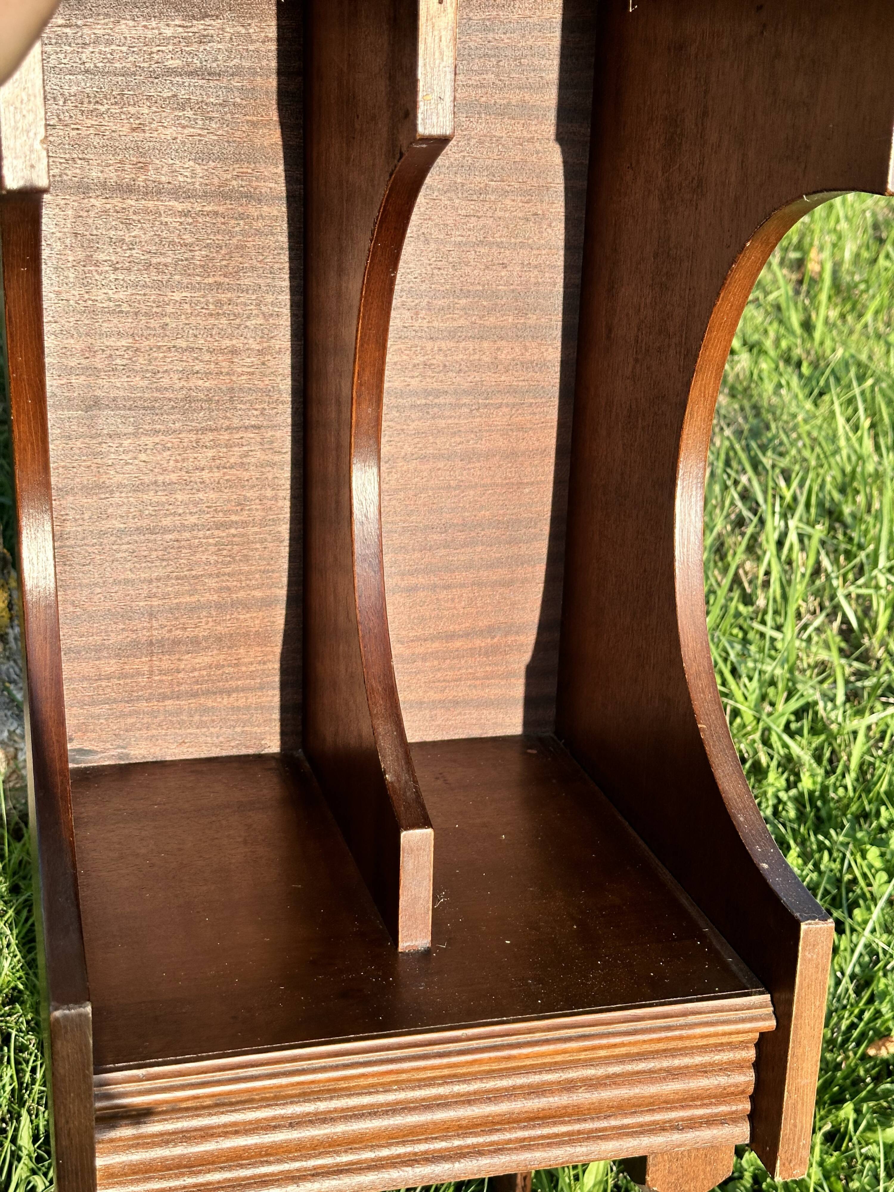 Vintage Dark Brown Wood Side Table - Vinyl Record Book Holder