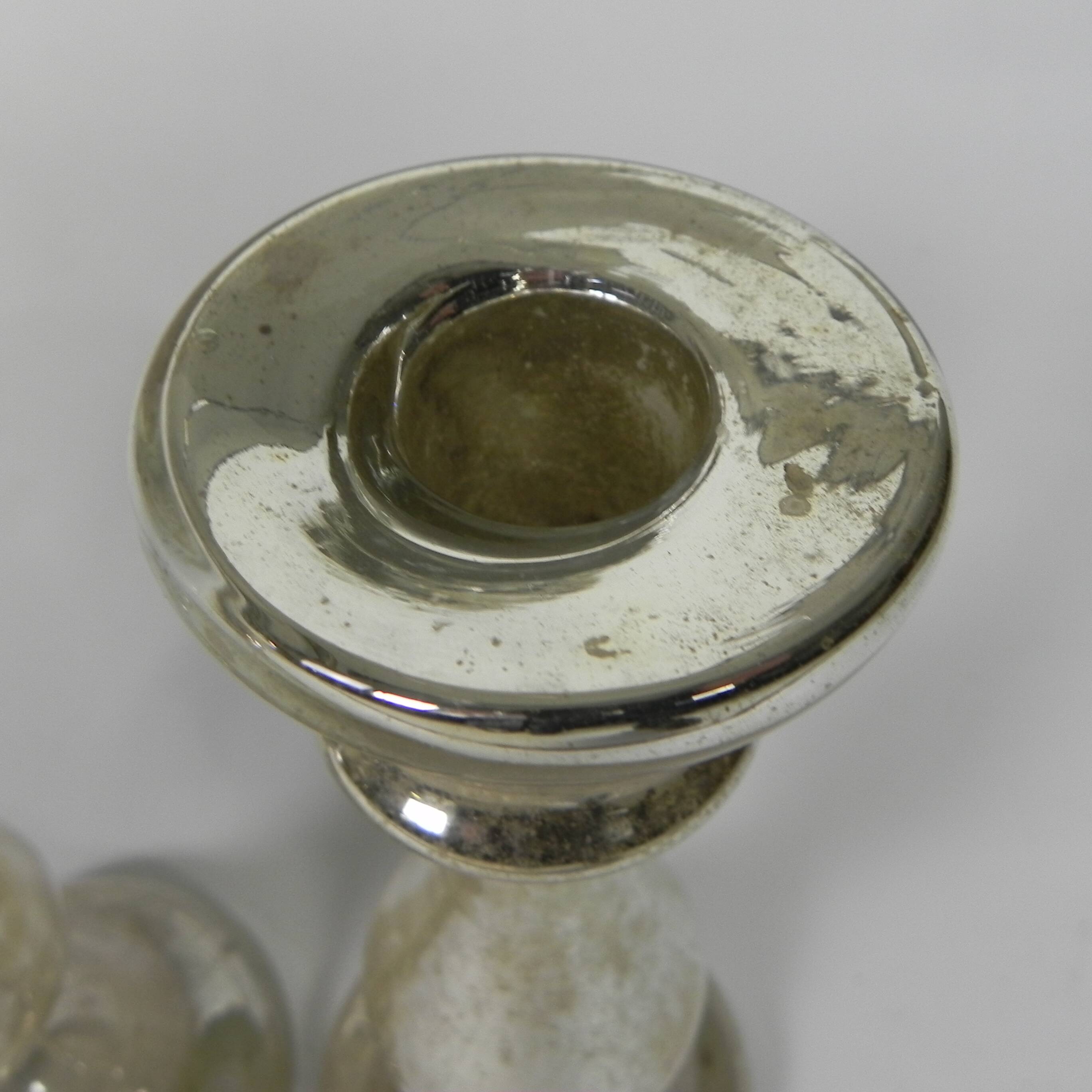 Set of 2 mercury candlesticks, circa 1900 (poor man's silver)