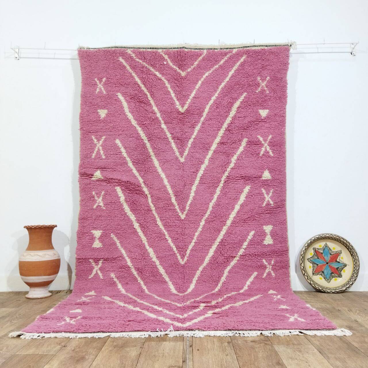 Handmade wool Berber rug 257x150 cm