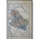 Map of the Yonne, printed in 1889. Authentic Vintage.