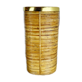Mid-century rattan and brass bauhaus waste paper bin, france, 1960s