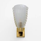 Attributed to Barovier & Toso Brass and "Reticello" Murano Glass Sconces
