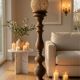 Large hand-patinated wooden candlestick – 100 cm – Unique piece