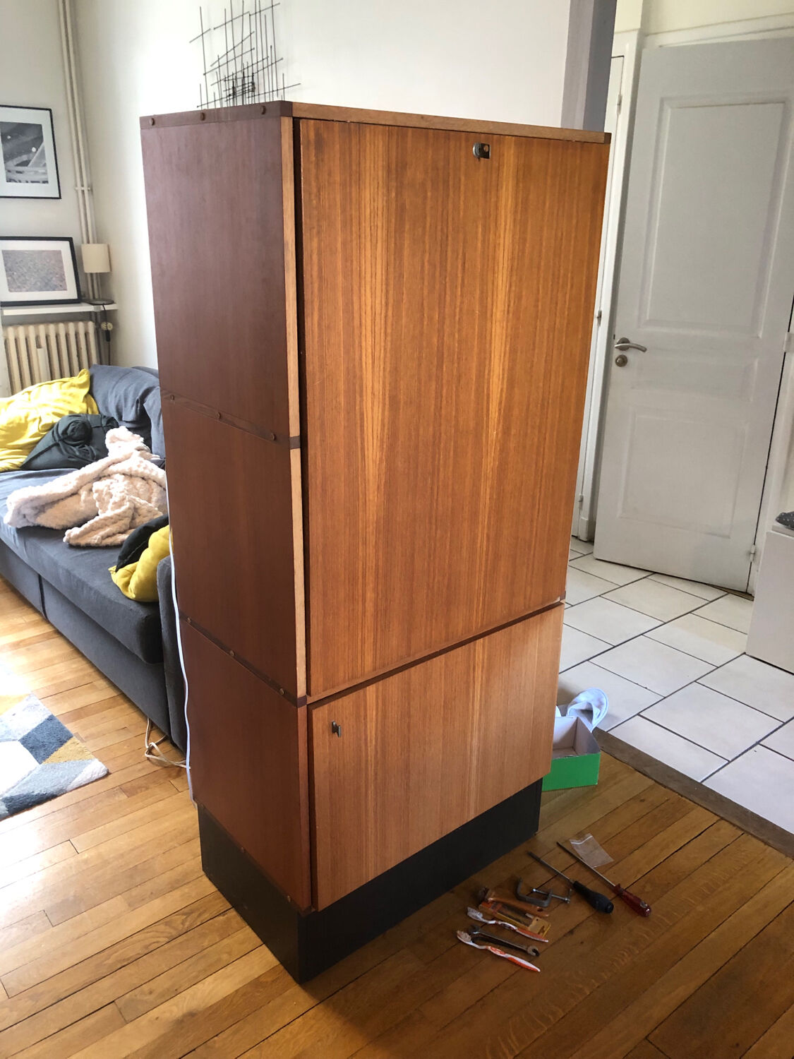 1970s teak veneered secretary