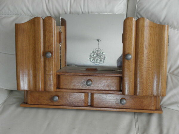 Etagère stand armoire meuble de rangement maquillage en bois avec miroir
