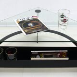 Modern and Contemporary Italian Coffee Table Blackened Metal and Glass Top