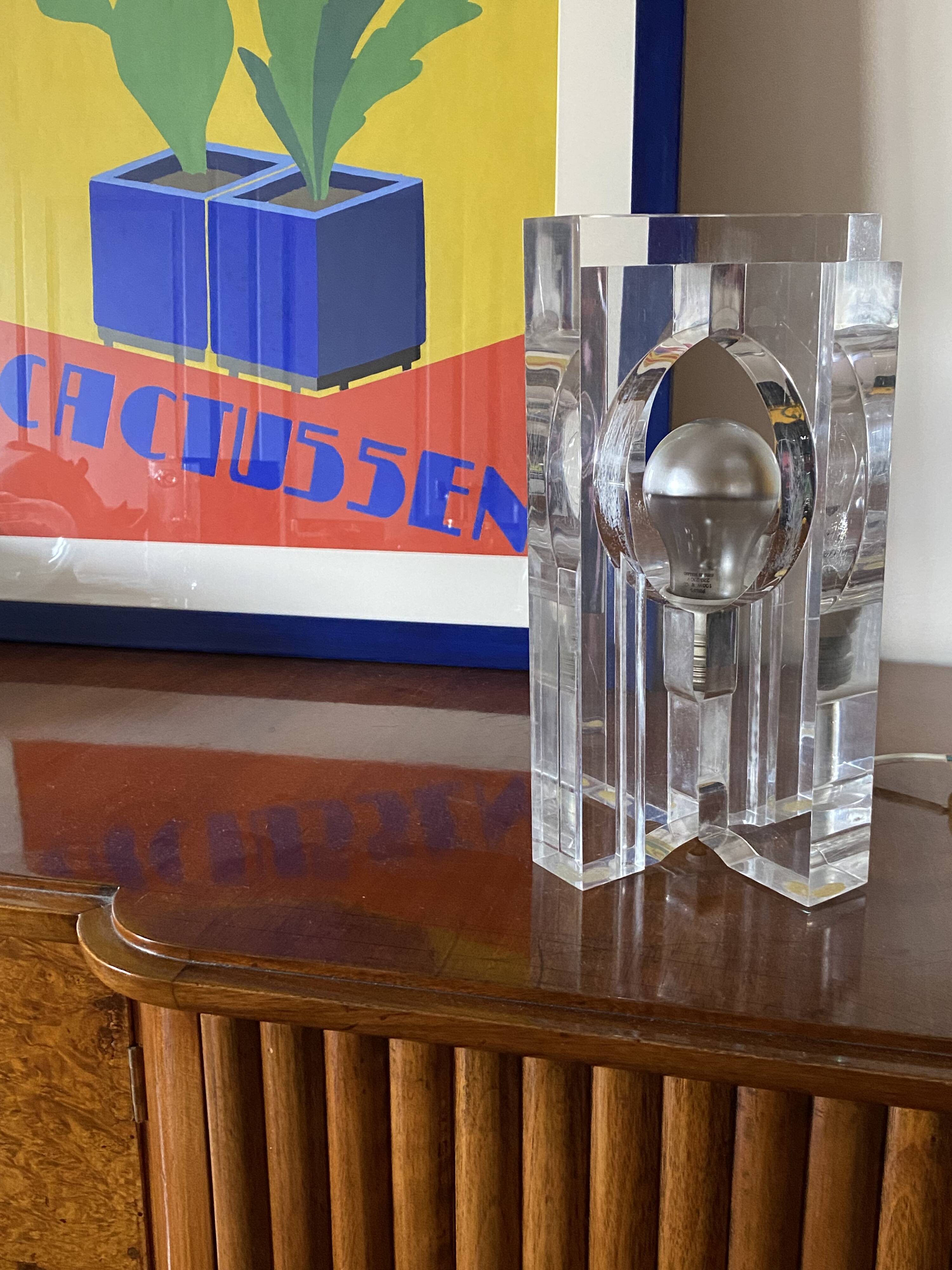 Sandro Petti, sculptural lucite table lamp, Maison Jansen France 1970s