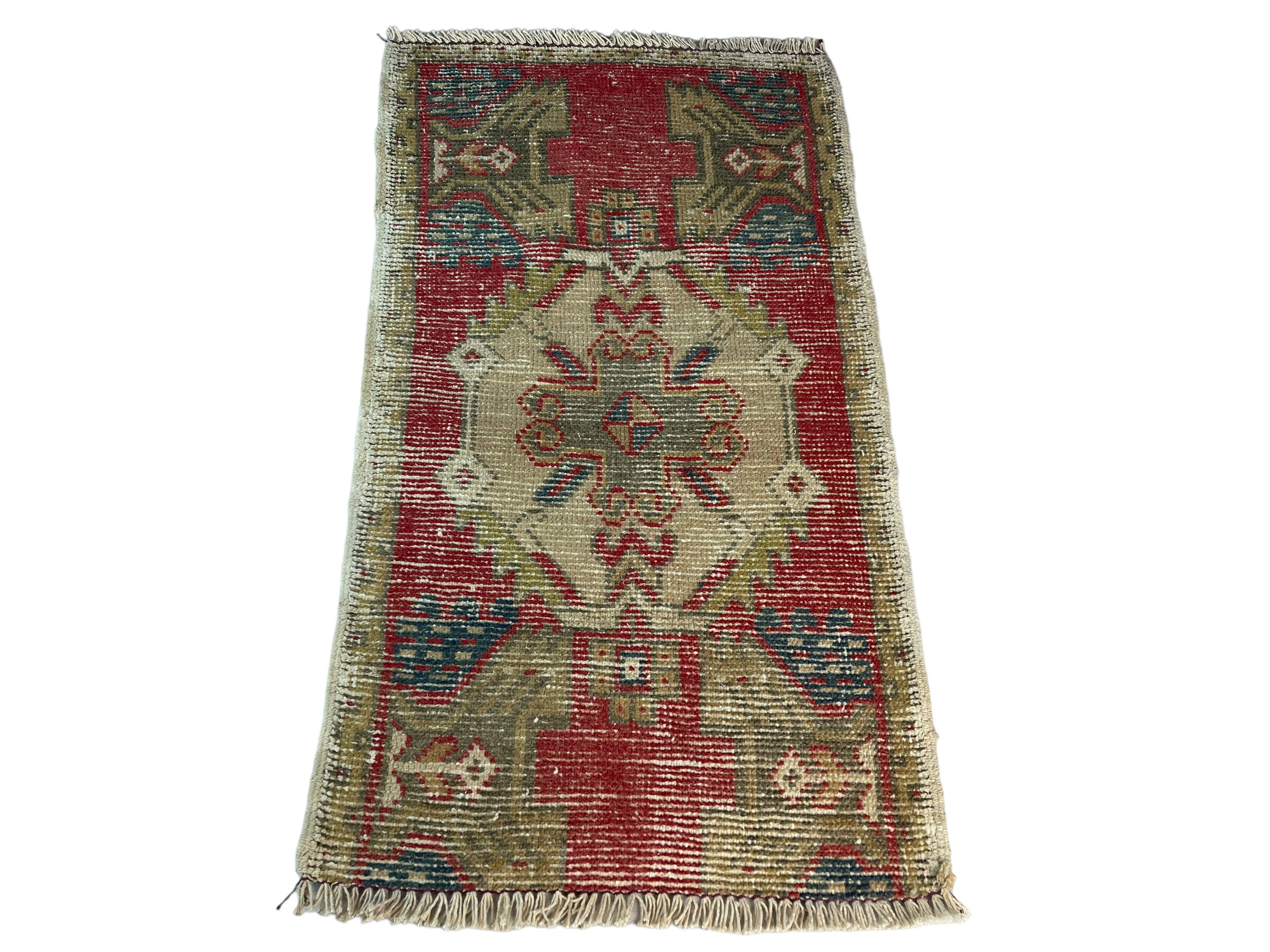 Vintage turkish pastel mini rug 93 x 52 cm