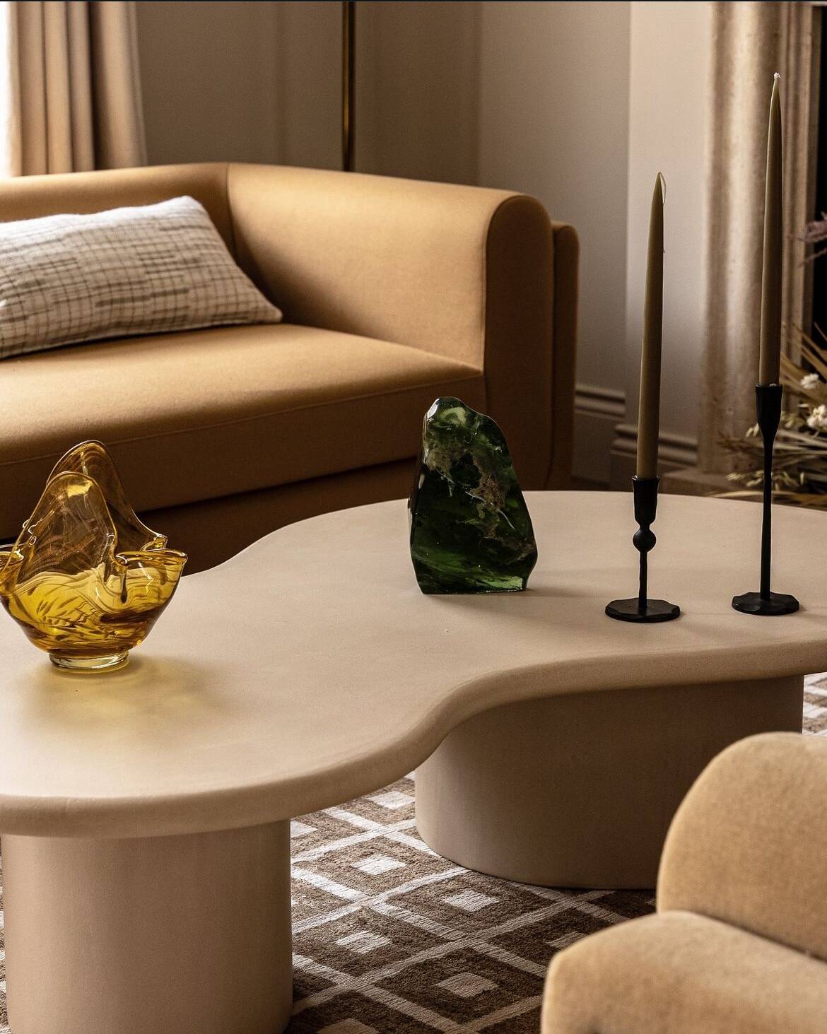 Customizable Handmade Sculptural Plaster Coffee Table, Organic shape, O150
