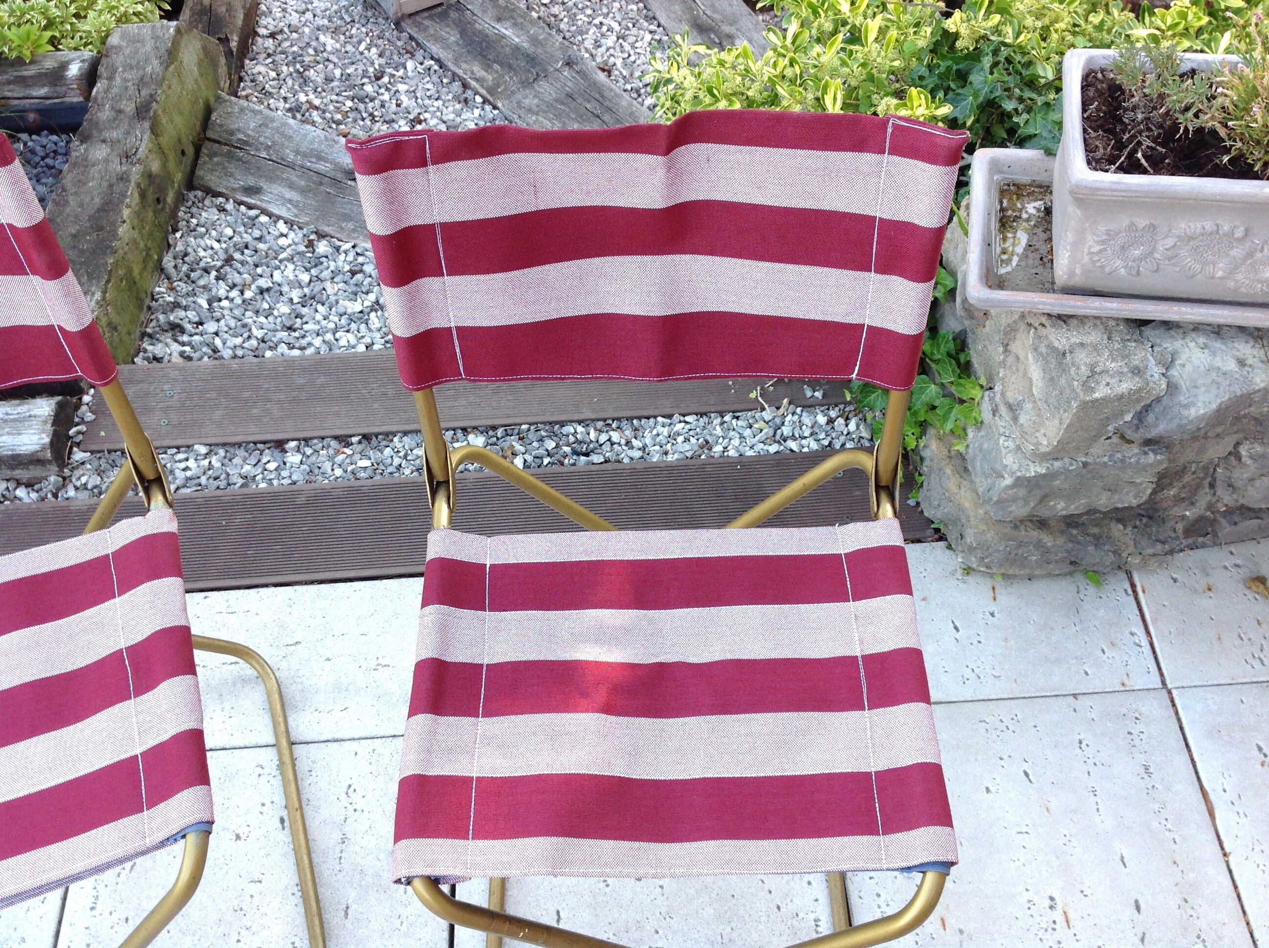 Suite de trois chaise pliante de camping Lafuma vintage années 70