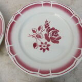 Set de 8 assiettes badonviller art déco  fleurs rouges