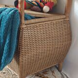 Coffre de rangement en osier vintage