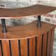 Cocktail bar in teak and metal and its 2 vintage stools 1950'S