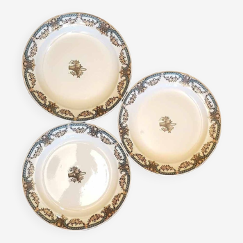 Lot de 3 assiettes Sarreguemines modèle Dubarry