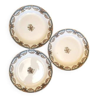 Lot de 3 assiettes Sarreguemines modèle Dubarry