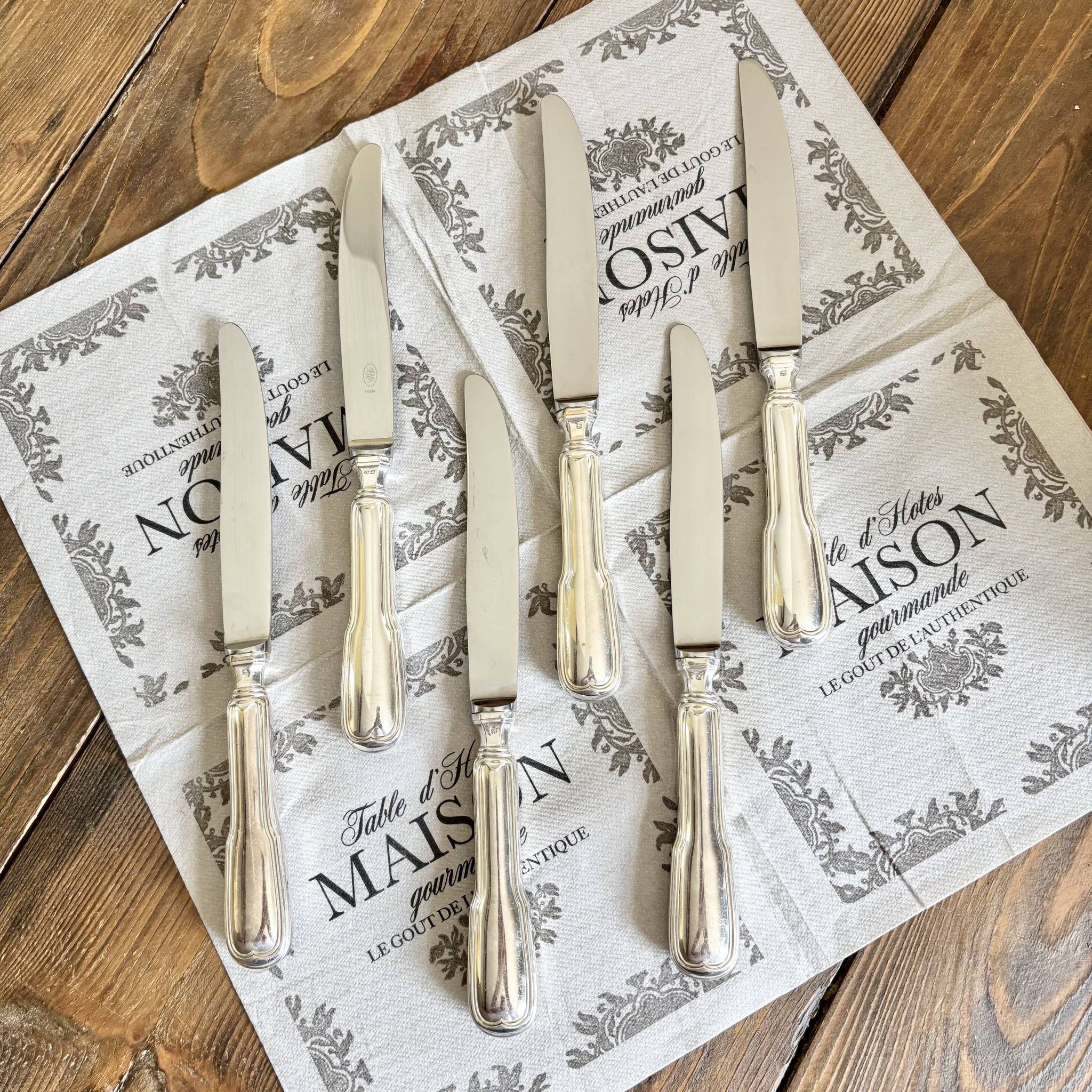 6 couteaux en inox vintage