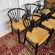 Set of 6 black wooden chairs with straw seats – Bistro style