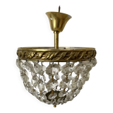Basket ceiling light with tassels and brass