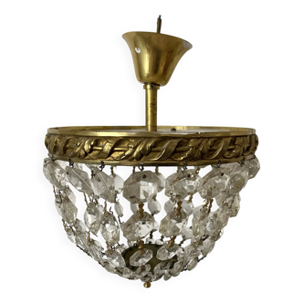Basket ceiling light with tassels and brass