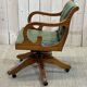 Fauteuil de bureau anglais Chesterfield en cuir vert
