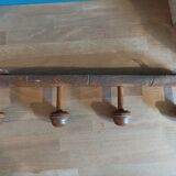 Coat rack wood 4 hooks patinated deco