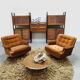 Rare Italian midcentury design modular teak webbing wall unit cabinet