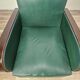 Pair of Art Decò armchairs in walnut and green leather, 1940
