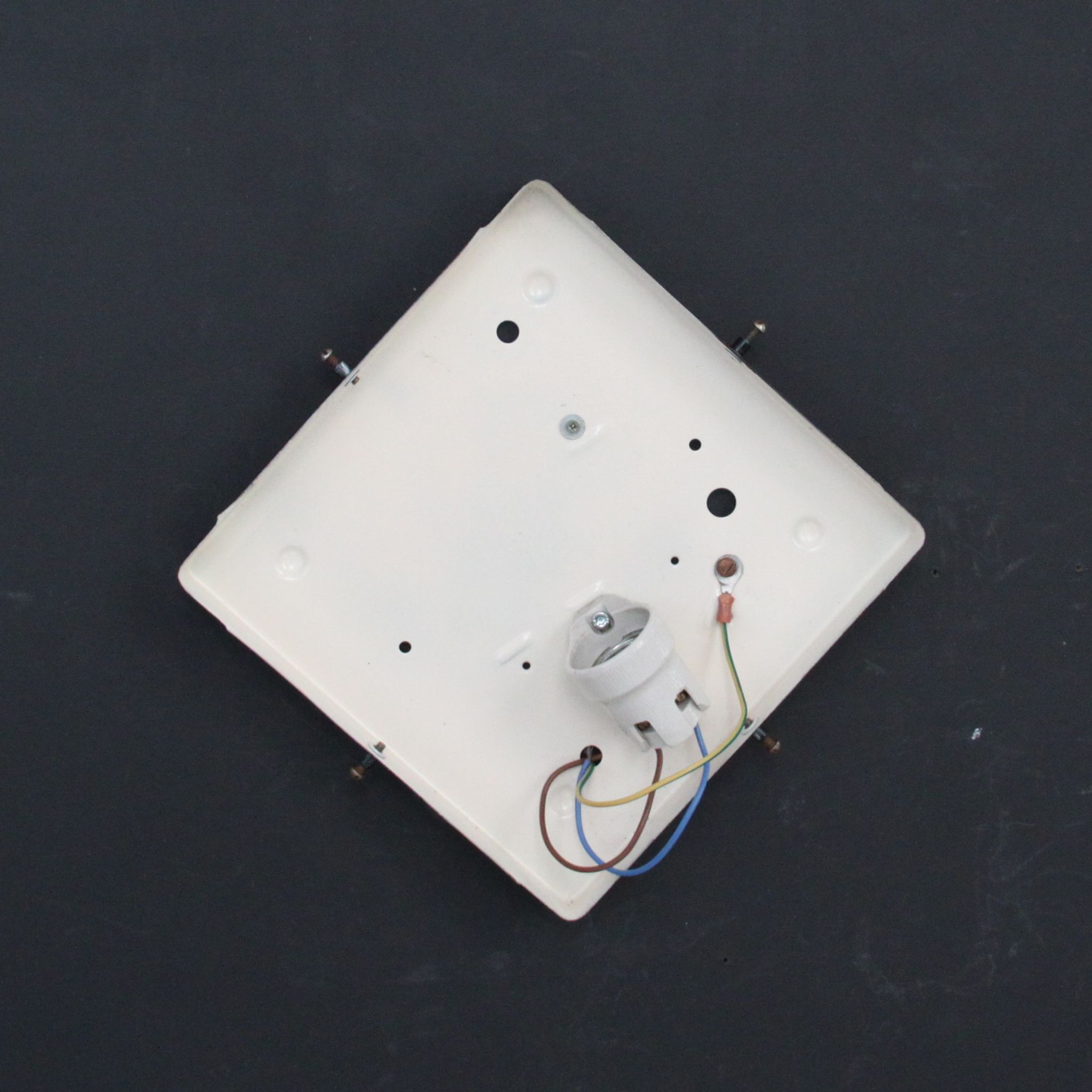 Square ceiling light in old glass thick, 70s
