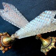 Duo of crystal vases Baccarat Le Creusot, carnation holder, bronze foot