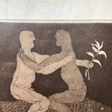 Engraving titled "Love on a Fish" by T. Ogaki