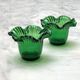 Pair of Green Blown Glass Candle Holders – Corolla Shape