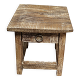 Small teak stool with 1 drawer