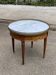 Round Bouillotte coffee table in solid wood and gilded marble, Louis XVI style.