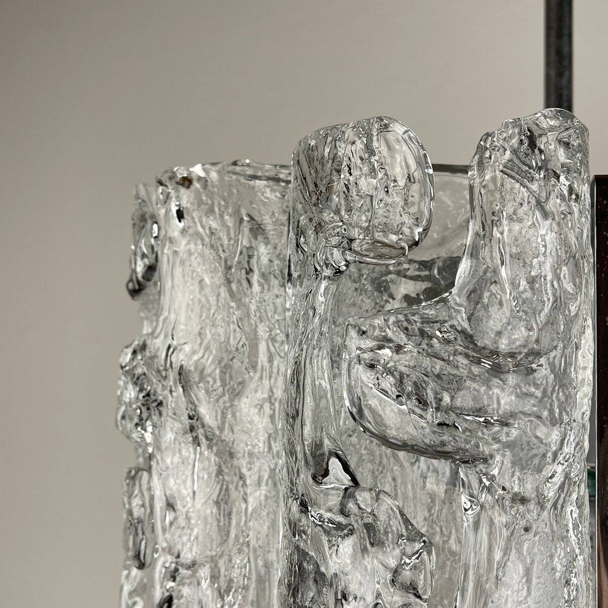 Vintage Ice Murano Chandelier by AV Mazzega, Italy, 1970s