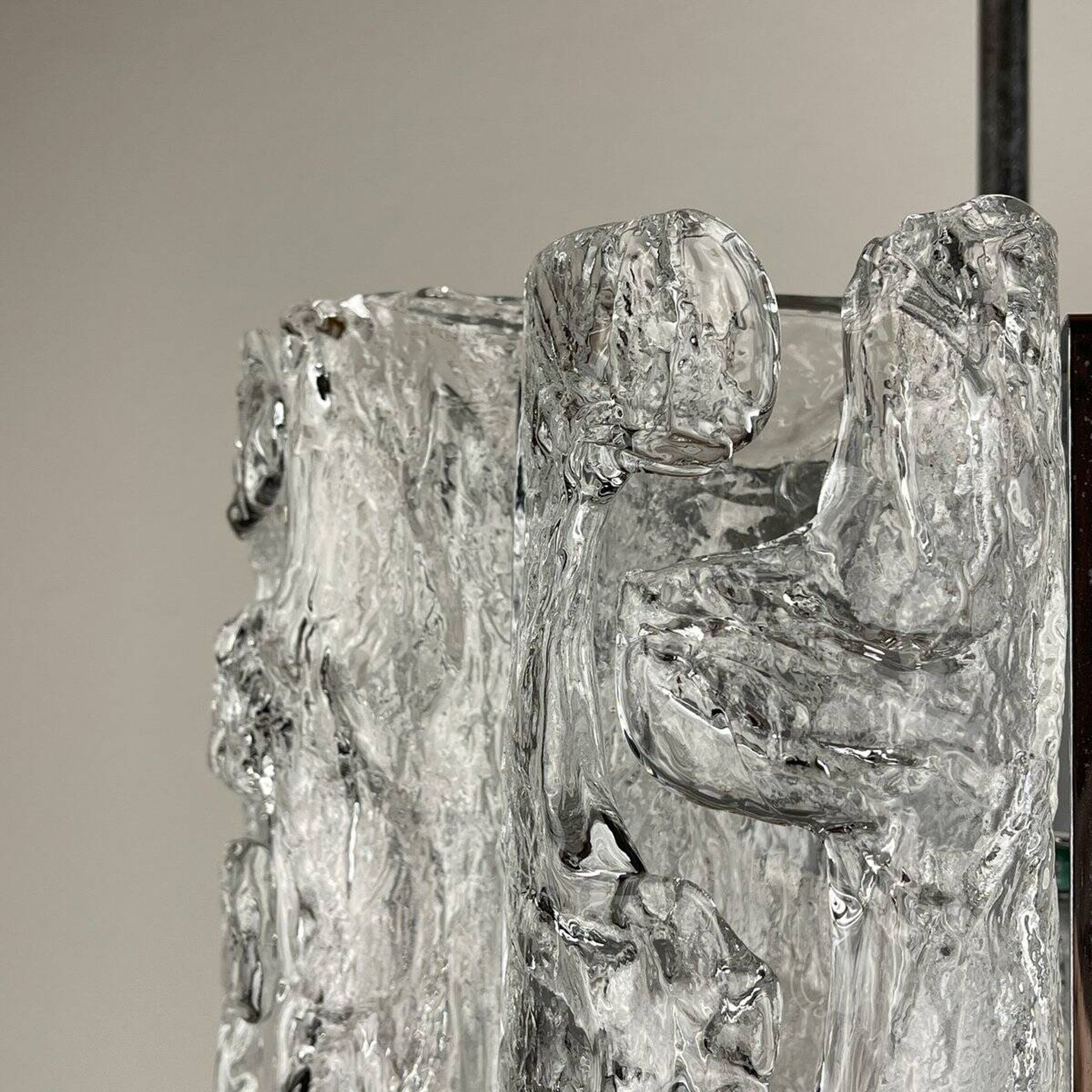 Vintage Ice Murano Chandelier by AV Mazzega, Italy, 1970s